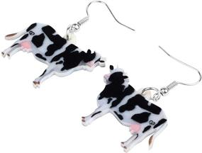 img 2 attached to 🐄 NEWEI Acrylic Anime Dairy Cattle Cow Earrings: Farm Animal Jewelry for Women - Unique Gift Charm