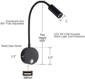 img 3 attached to ZazenTech DC 12V Светильник для чтения: Гибкая гусиная лампа с сенсорным управлением, порт USB для зарядки - идеально подходит для автомобиля, фургона, лодки, дома-на-колесах (черный)