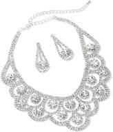 💎 ослепительный серебряный кристальный ринестоновый брачный комплект украшений: серьги-капельки и колье-люстра для свадебного вечера логотип