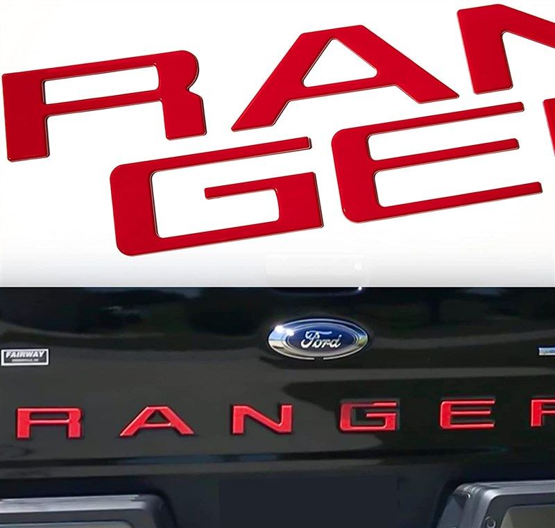 okrex ranger accessories tailgate insert letters compatible with ranger auto safety tailgate letters for ranger 2019 2020 2021 3d raised rear emblem decals with seccotine (red) 로고