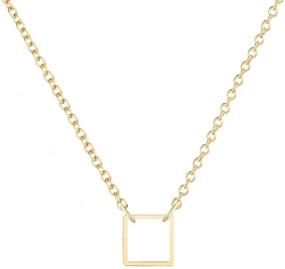 img 4 attached to 📿 Dainty Geometric Pendant Necklace for Women – DeScount, featuring Triangle, Circle, Square, Bar, Star Layering Necklaces