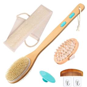 img 4 attached to 🛁 Premium Bath Brush Set - Shower Brush, Body Scrubber Brush, Back Scrubber for Shower - Natural Loofah Sponge - Back Scrubber Brush for Women and Men - Gentle Exfoliating to Enhance Circulation - BATH BRUSH-B