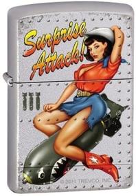 img 4 attached to 🔥 Zippo Surprise Attack Pin-Up Girl Satin Chrome Lighter, Model 7291