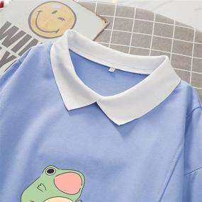 img 1 attached to 🐸 KIEKIECOO Oversized Frog Graphic Sweatshirt Fashionable Cotton Hoodie for Women with Pocket - Kawaii Aesthetic