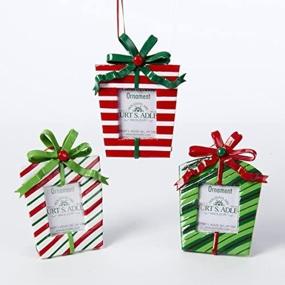 img 4 attached to 🎁 Assorted Red, White, and Green Picture Frame Ornaments for Presents - Set of 3