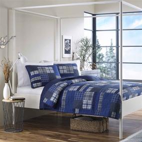 img 3 attached to 🛏️ Eddie Bauer Home Eastmont Collection Navy Queen Quilt Set - 100% Cotton, Reversible, All Season Bedding, Pre-Washed for Enhanced Softness