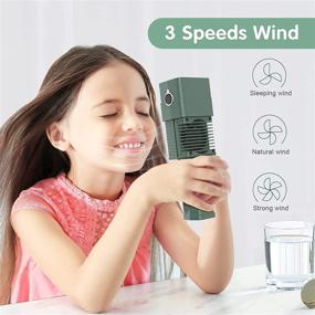 img 3 attached to 🌬️ Kid Robot Handheld Fan: Color-Change Head Toy with 3-Speed for Desk, Outdoors, Hiking, Camping, Travel - Green