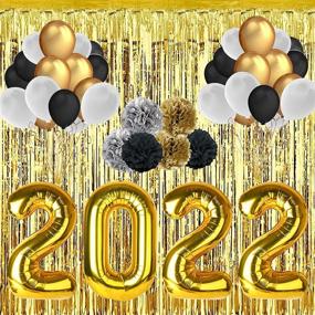 img 4 attached to FRETOD Gold Happy New Year Decorations 2022: 🎉 Foil Gold Balloons, Rain Curtain, Latex Balloons, and More!