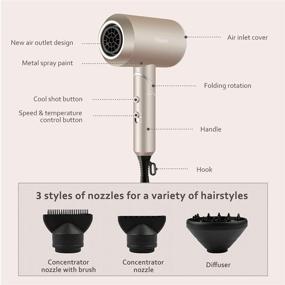 img 1 attached to 💨 Ionic Hair Dryer: 1800W Rotary Folding Portable Thermostatic Blow Dryer for Fast Drying with ALCI Safety Plug - Home & Travel