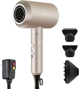img 4 attached to 💨 Ionic Hair Dryer: 1800W Rotary Folding Portable Thermostatic Blow Dryer for Fast Drying with ALCI Safety Plug - Home & Travel