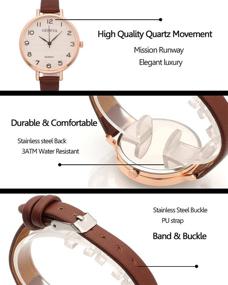 img 2 attached to ⌚ Stylish Women's Analog Quartz Wrist Watch - Fashionable Simple Watch with Sleek Leather Strap and Arabic Numerals