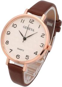 img 4 attached to ⌚ Stylish Women's Analog Quartz Wrist Watch - Fashionable Simple Watch with Sleek Leather Strap and Arabic Numerals