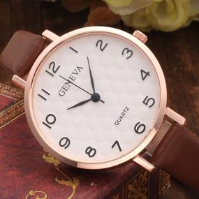 img 1 attached to ⌚ Stylish Women's Analog Quartz Wrist Watch - Fashionable Simple Watch with Sleek Leather Strap and Arabic Numerals