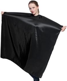 img 1 attached to Black Iridescent Salon Cape with Snaps - Mane Caper: Professional, Extra Long 45 inch X 60 inch, Heavy Duty Material, Exceptional Durability for Barbershop and Beauty Shop Use, Ensures Long Lasting Performance and Specialized Finish (Black)