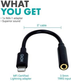 img 1 attached to 🎧 Movo IMA-1 Female 3.5mm TRRS Microphone Adapter Cable with Lightning Connector Dongle for Apple iPhone, iPad, Smartphones, and Tablets – Ideal for Microphones & Pro Audio