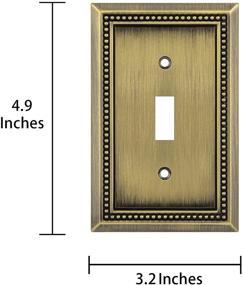 img 2 attached to 🔲 Henne Bery Decorative Wall Plate Switch Plate Outlet Cover - Sunken Pearls Design (Single Toggle, 2 Pack, Antique Brass)