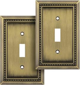 img 4 attached to 🔲 Henne Bery Decorative Wall Plate Switch Plate Outlet Cover - Sunken Pearls Design (Single Toggle, 2 Pack, Antique Brass)