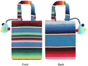img 1 attached to 👜 OurWarm Handwoven Mexican Tote Bags - 10 x 8 Inches, Set of 6 Fiesta Party Favor Bags with Colorful Tassels for Mexican Party Decorations and Supplies