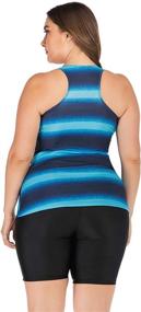 img 2 attached to 👙 Stylish Plus Size Women's Racerback Swimwear: Ombre Striped Tankini 2-Piece Set
