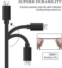 img 1 attached to 2-Pack 6Ft and 10Ft Fast Charging Cable for Samsung Galaxy S7 and 🔌 Other Android Phones - Long Charger Cord for LG, Moto, Sony, and More in Black