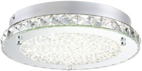 img 4 attached to 💡 11-Inch LED Flush Mount Crystal Chandelier Light Fixture - Dimmable Surface Wall Light with 4000K Daylight White, 1980LM for Kitchen Island, Bathroom, Bedroom, Hallway - Minimalist, Modern Design