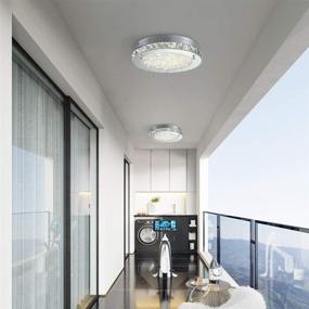 img 2 attached to 💡 11-Inch LED Flush Mount Crystal Chandelier Light Fixture - Dimmable Surface Wall Light with 4000K Daylight White, 1980LM for Kitchen Island, Bathroom, Bedroom, Hallway - Minimalist, Modern Design