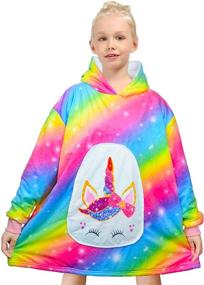 img 4 attached to 👕 PASHOP Kids Blanket Sweatshirt: Cozy Oversized Sherpa Hooded Wearable Blankets with Large Pocket for Girls and Boys