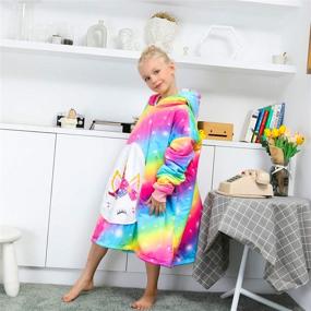 img 1 attached to 👕 PASHOP Kids Blanket Sweatshirt: Cozy Oversized Sherpa Hooded Wearable Blankets with Large Pocket for Girls and Boys