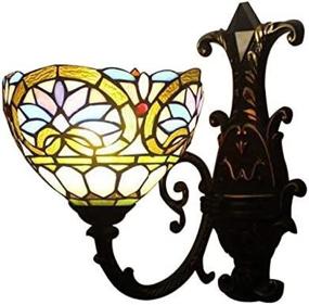 img 4 attached to 💡 LITFAD Vintage Victorian Tiffany Wall Lamp with Stained Glass Shade - Elegant Black Wall Sconce for Living Room, Bedroom, Hotel, Restaurant - 8" Wide Bedside Lamp