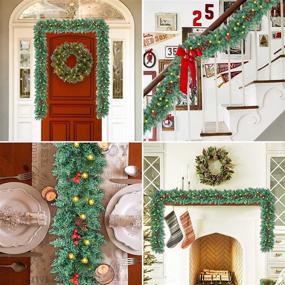 img 2 attached to 🎄 Spruce up Your Mantle with a 9FT Prelit Outdoor Christmas Garland - Battery Operated with Timer, Pine Cones, Bristles, and 50 LED Lights