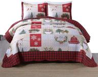 🦌 marcielo rustic lodge deer christmas quilt set - king size lightweight bedspread coverlet comforter set - festive holiday decor logo