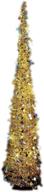 🎄 budget-friendly 65" lighted christmas trees in gold/silver | collapsible & space-saving with timer logo
