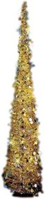 img 2 attached to 🎄 Budget-Friendly 65" Lighted Christmas Trees in Gold/Silver | Collapsible & Space-Saving with Timer