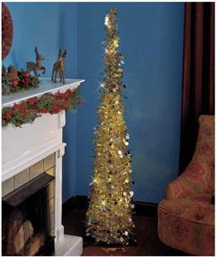 img 1 attached to 🎄 Budget-Friendly 65" Lighted Christmas Trees in Gold/Silver | Collapsible & Space-Saving with Timer
