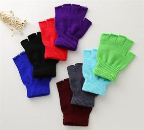 img 1 attached to 🧤 Cozy Knitted Finger Mittens Typing Gloves: Boys' Essential for Cold Weather