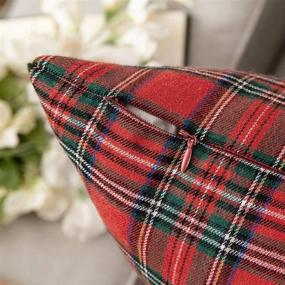 img 3 attached to 🎄 MIULEE Set of 2 Christmas Scottish Tartan Plaid Throw Pillow Covers: Farmhouse Classic Decor for Home Decor, Sofa Couch - 18x18 Inch, Red