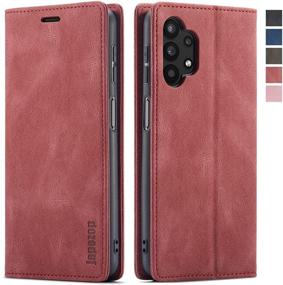 img 4 attached to Sleek Samsung Galaxy A32 5G Wallet Case with RFID Blocking and Magnetic Closure - Wine Red