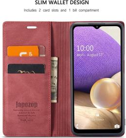 img 3 attached to Sleek Samsung Galaxy A32 5G Wallet Case with RFID Blocking and Magnetic Closure - Wine Red