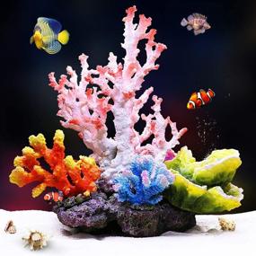 img 1 attached to Polyresin Coral Fish Tank Aquarium Decoration - Coral Ornaments - Aquarium Coral Decor - 8x7x11 Inches