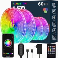 🎶 60ft led strip lights - music sync color changing rgb tape lights with built-in mic - bluetooth app control and remote - 5050 rgb rope light strips логотип