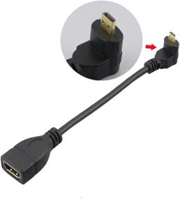 img 1 attached to 🔌 Кабель-адаптер Seadream 6-дюймовый 15 см 90° Micro HDMI с мужским разъемом Down-Toward к HDMI женскому разъему (Down-Toward)