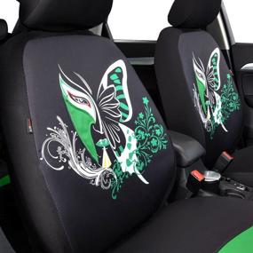 img 3 attached to 🦋 CAR PASS 11PCS Universal Fit Butterfly Inspirational Car Seat Covers Set Package - Fits Vehicles, Cars, SUVs, Vans - Airbag Compatible (Black/Green)
