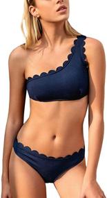 img 4 attached to CUPSHE Womens Shoulder Swimwear Bathing