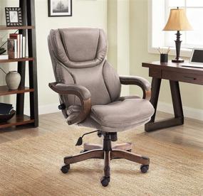 img 4 attached to Serta Big and Tall Executive Office Chair 💺 - Upgraded Wood Accents, Luxurious Mindset Gray Bonded Leather