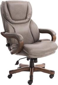 img 3 attached to Serta Big and Tall Executive Office Chair 💺 - Upgraded Wood Accents, Luxurious Mindset Gray Bonded Leather