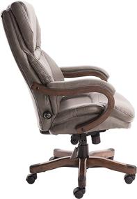 img 1 attached to Serta Big and Tall Executive Office Chair 💺 - Upgraded Wood Accents, Luxurious Mindset Gray Bonded Leather