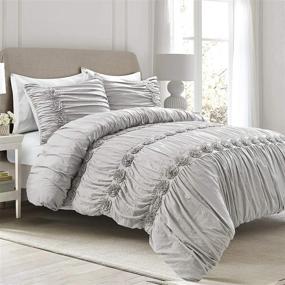 img 3 attached to 🛏️ Lush Decor Darla Comforter Set: Stylish King Size Bedding in Light Gray - 3 Piece