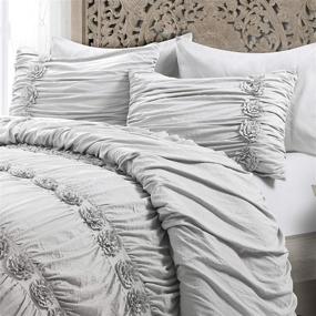 img 1 attached to 🛏️ Lush Decor Darla Comforter Set: Stylish King Size Bedding in Light Gray - 3 Piece