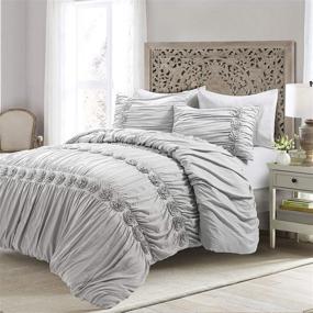 img 4 attached to 🛏️ Lush Decor Darla Comforter Set: Stylish King Size Bedding in Light Gray - 3 Piece