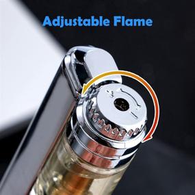 img 1 attached to 🔥 Grey Torch Lighter with Visible Window - Refillable Mini Butane Lighter, Adjustable Pocket Lighter Windproof Gas Lighter on Key Ring Jet Flame Lighter for Camping Grill, Men's Gifts (Butane Not Included)